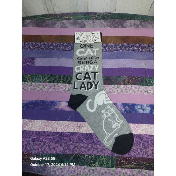 Crazy Cat Lady Unisex Crew Socks Primitives by Kathy Fashion New - Picture 1 of 3